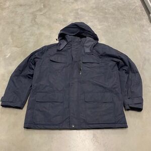 London Fog Mens XXL Navy Blue Hooded Winter Parka Insulated Field Jacket Puffer